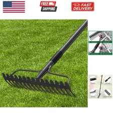 49'' Bow Rake ，17 Tines Metal Head Rakes with Stainless Steel Handle，Heavy Du...