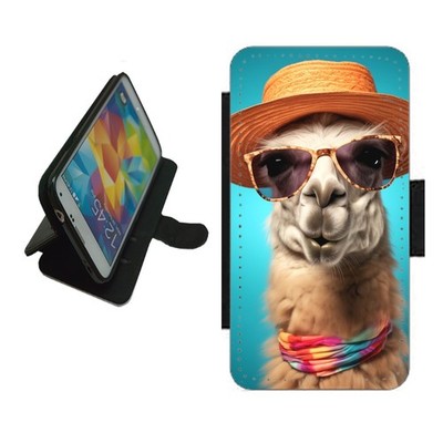 Lustige Lama Handyhülle Wallet für iPhone Samsung Flip Cover LLA1