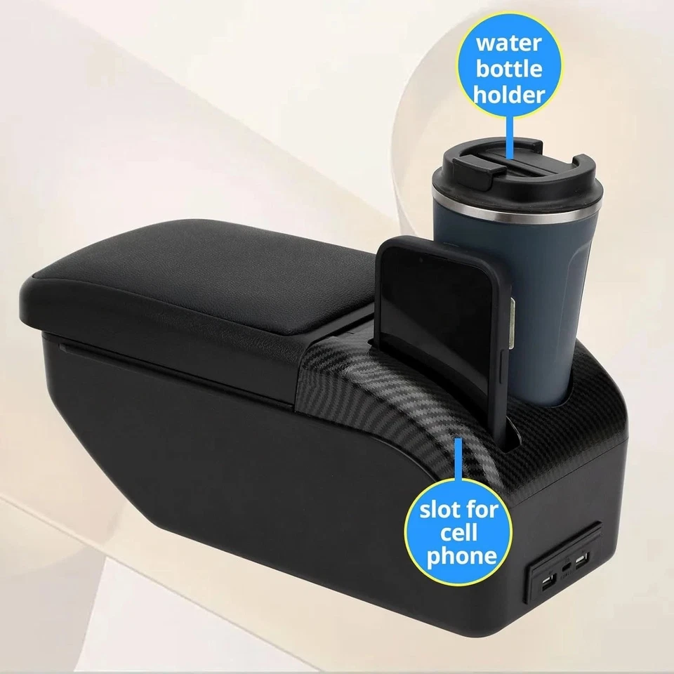 Armrest Box for Scion XD 2008-2016 Console Double Layer Storage with USB Ports - Image 3 of 4