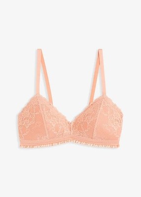 Neu Bralette ohne Bügel mit hübscher Spitze Gr. 75 Cup C Rosa Unterwasche BH Bra