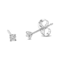 14k White Gold Stud Earrings with 0.06 Ct. Natural Diamond (Round, F+, VVS-VS)