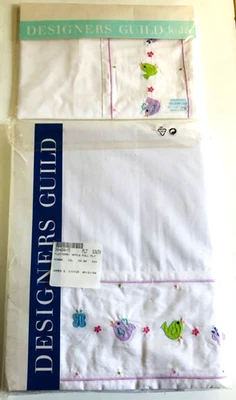 DESIGNERS GUILD KIDS COTTON FLUTTERY FULL FLAT SHEET &PILLOWCASE NEW SEALED