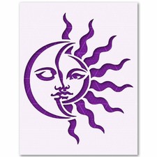 Sun Moon Face Stencil - Celestial Art 10 Mil Mylar Reusable Template