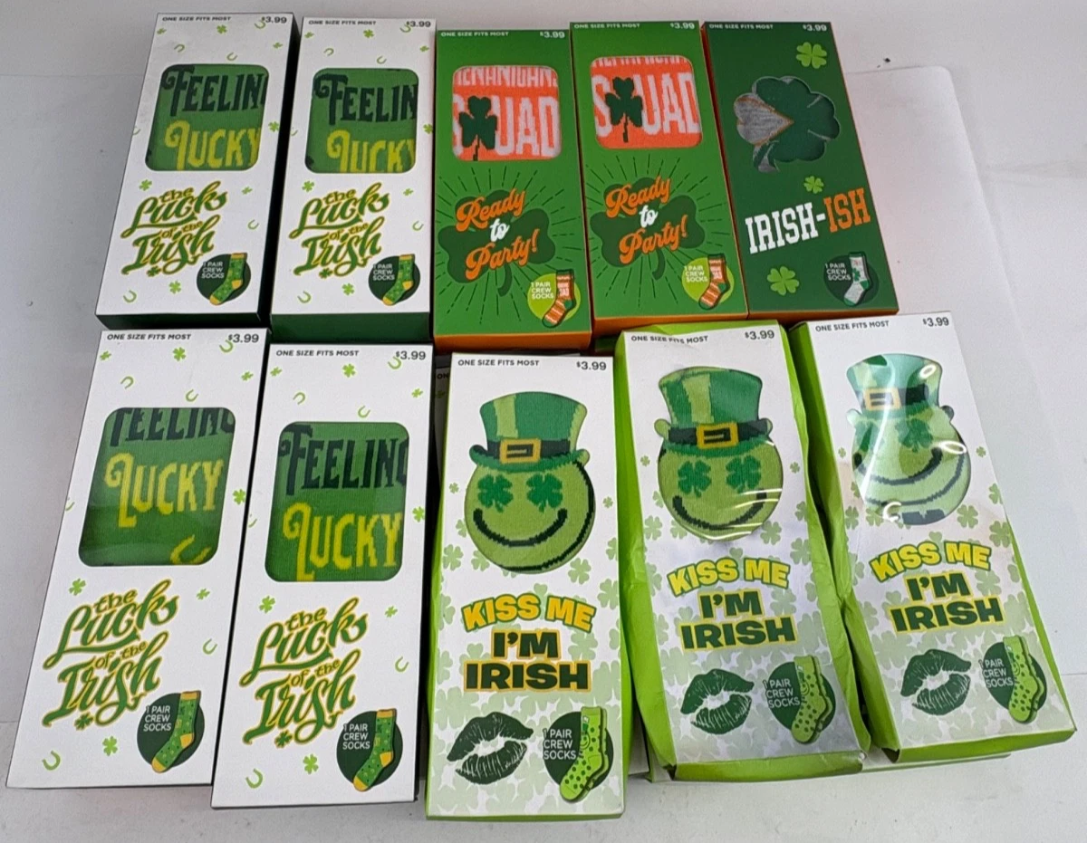 20 pack Variety St Patricks Day Crew Socks Set One Size