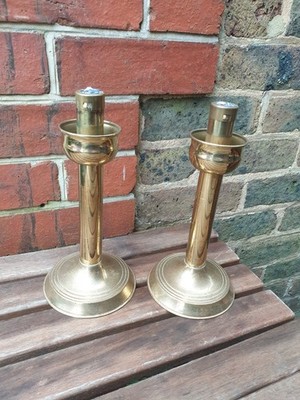 2/Ein Paar Messing gefederte Kerzenständer Kerzenhalter Vintage 23 cm/9'' hoch
