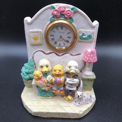 Vintage Duck Family Time Clock by Timemaster Quartz Easter Spring WORKS READ