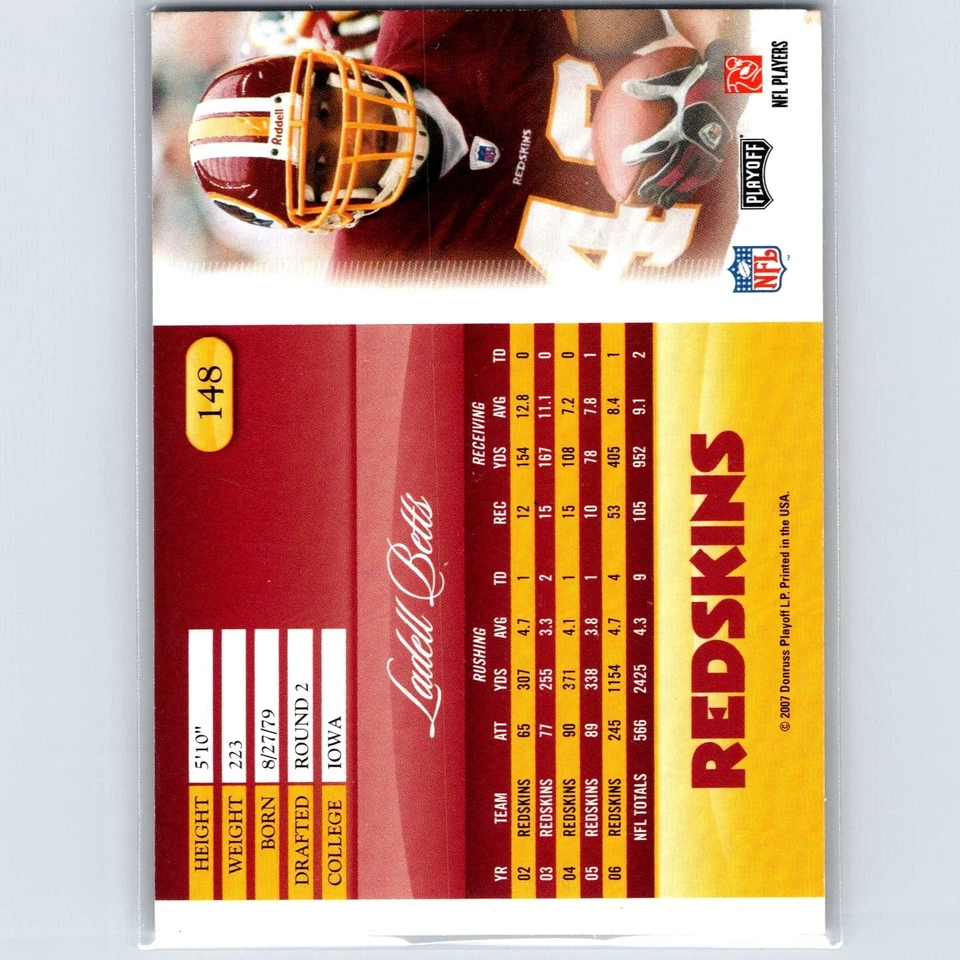 2007 Playoff Prestige - Ladell Betts #148 - Washington Redskins - Image 2 of 2