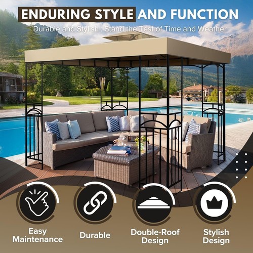Flexzion Gazebo Covers Replacement 10x10 Feet - Canopy Replacement Top for Doubl - Picture 4 of 9