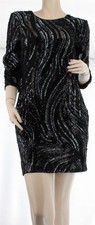 $148 EXPRESS Black Sequined V-back Mini Cocktail Designer Dress US 4