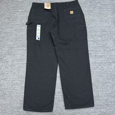 Carhartt Pants Men 42x32 Black Canvas Work Carpenter Tool Pockets Workwear B11