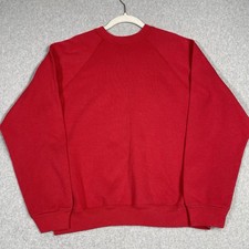 Vintage Blank Crewneck Sweatshirt Mens Large Red 80s 90s Raglan Pullover USA