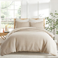 Cloud Waffle King Duvet Cover Set 106X94In with 2 Pillow Shams 36X20In - Sol