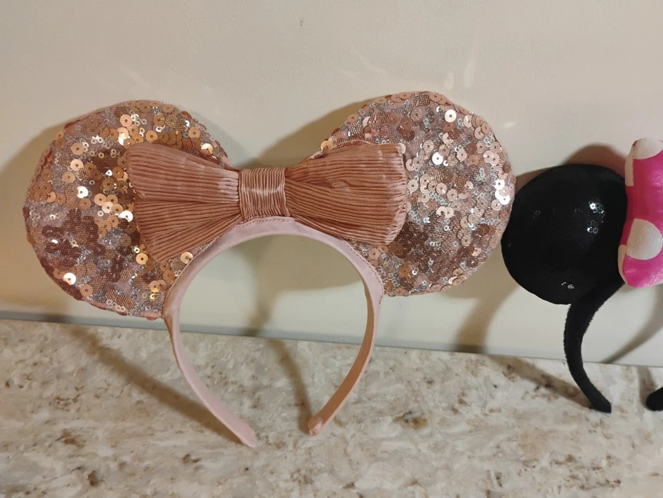 DISNEY Minnie Mouse Set Of 2 Headbands Sequins Bling Fancy Collectibles - Image 2 of 4