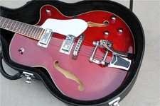 22 Frets Semi-Hollow Body Red Electric Guitar Chrome Hardware Tremolo Bridge