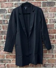 NWOT EILEEN FISHER BLACK WASHABLE FLEX PONTE LONG BLAZER JACKET $328 M
