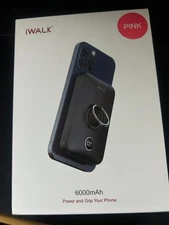iWalk Black Portable 6000mAh Magnetic Backup Battery Power Grip Pink/Orange