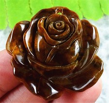 T21931 38x35x6mm Natural Golden Pietersite Carved Flower Pendant Bead