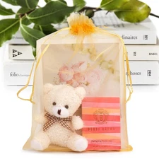 100 Pack 8"x12" Large Organza Bags Mesh Drawstring Sheer Pouches for Party Favor