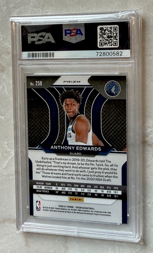 2020-21 Panini Prizm - Rookie Green Prizm #258 Anthony Edwards PSA 9 MINT view 2