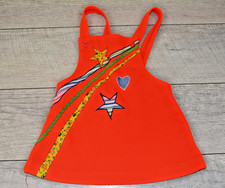 Vintage NUDNIX Girls Baby Infant 18months 1970's Dress Orange Retro Overalls