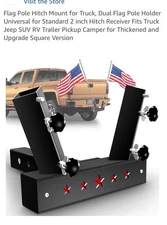 Hitch Dual 2  Mount Flagpole Holder for Truck 2” Flag Pole Mount New By VKU. New