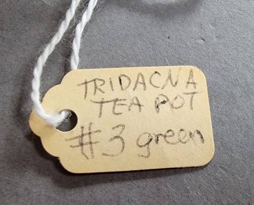 Vintage Belleek Tridacna Small Teapot Tree bark Parian China 3rd Green Mark - Picture 10 of 12
