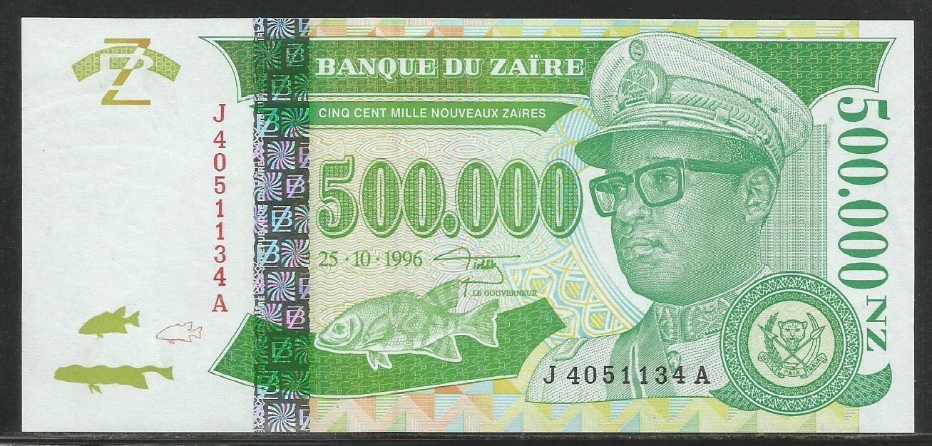Zaire P-78a 500,000 New Zaires 1996 Unc