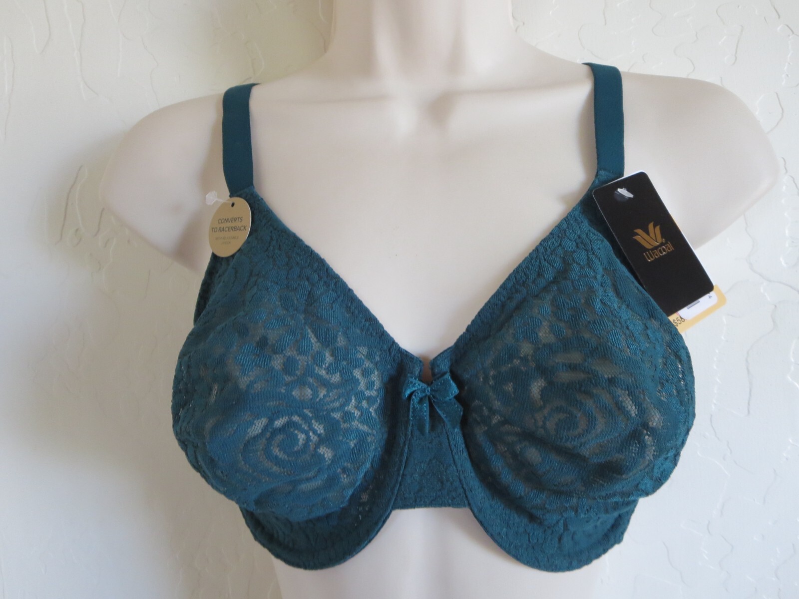 Wacoal  34 Dd #851205 Halo Lace Molded Underwire Bra With J-Hook, Green, Nwt $58