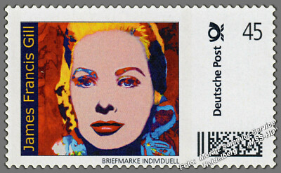 James Francis Gill - Pop Art Briefmarke 06 -  Portrait of Princess Grace  - NEU