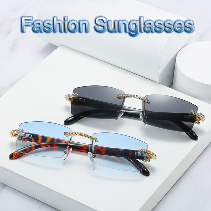 注目ブランド/BLANK SUNGLASSES/RIMLESS.サングラス/ギフト可能 Chanel Clear Rimless Rhinestone Logo Sunglasses – Treasures