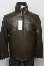 NWT 795 Andrew Marc New York Brown 100 Leather Bomber Jacket Shearling Coat