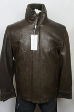 NWT $795 Andrew Marc New York Brown 100% Leather Bomber Jacket Shearling Coat