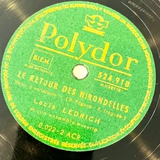 Louis LEDRICH - Le Retour Des Hirondelles / Perles De Cristal - Polydor Record