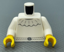LEGO Minifigura Torso Blanco Vestido Cuello Volantes Gris Cuerda Cinturón Hebilla Plateada