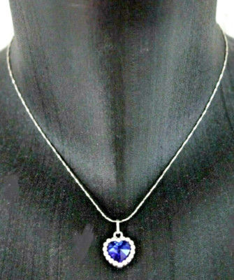 OCEAN COEUR; TITANIC; Herz,''Saphir'',Strass; mit Kette.