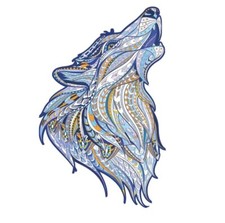 Wolf Wooden Jigsaw Puzzle for adult, unique irregular Animals shaped pieces