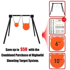 Highwild AR500 Steel Shooting Target Stand System (1 Stand,2 Chains&6"+10" Gong)