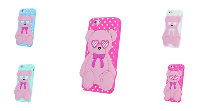 ^ BACK CASE Teddybär 3D Silikon Etui Cover Schutzhülle Hülle TPU iPhone 5 5S 5G