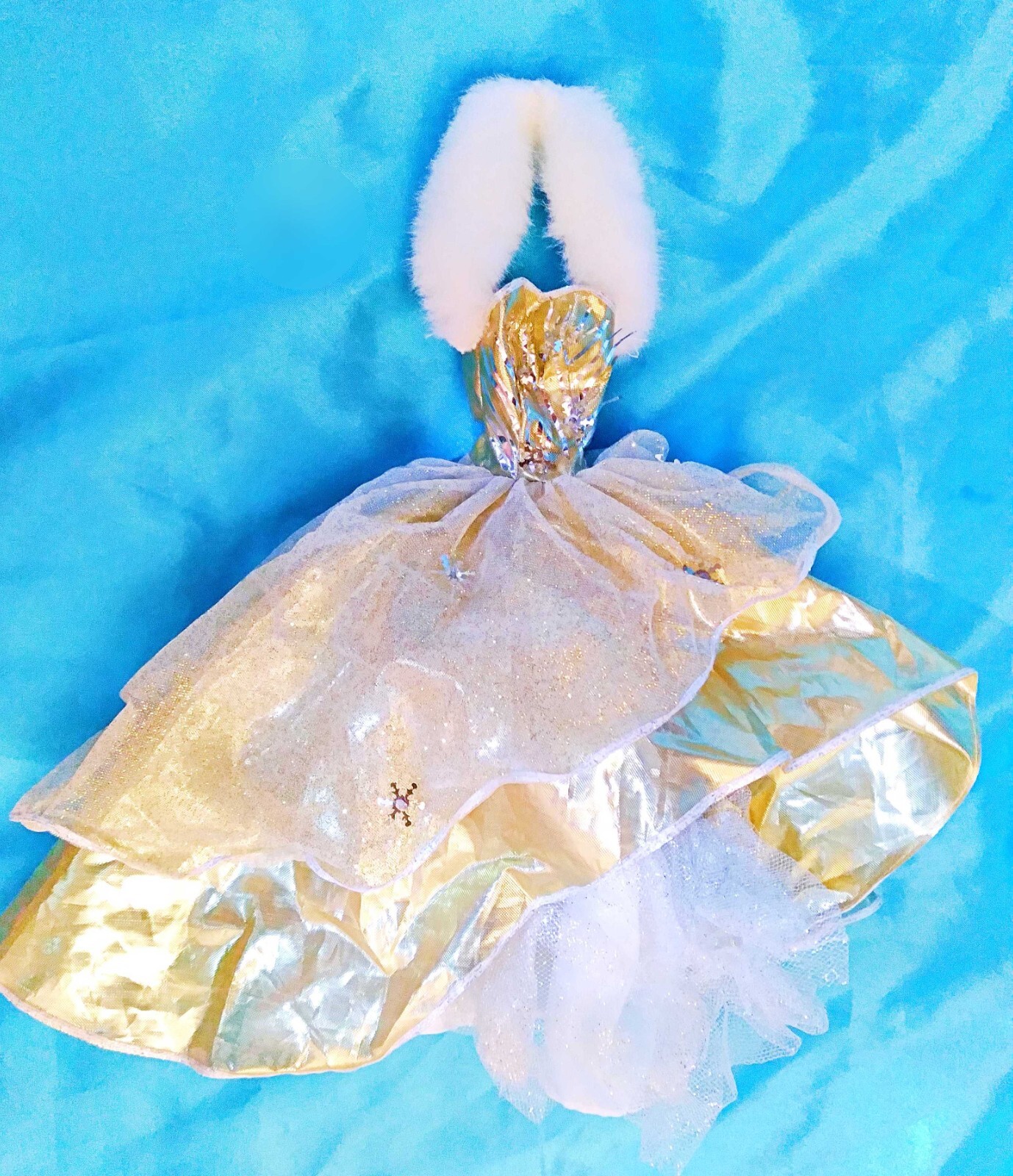2000 Barbie Holiday Celebration Gown with Gold Faux Fur Trim-image