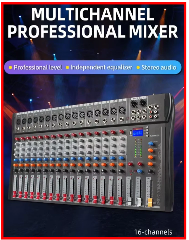 16-CHANNEL MIXER w/Bluetooth USB MP3 for DJ Studio Stage-Lowest 16-channel price - Image 2 of 4