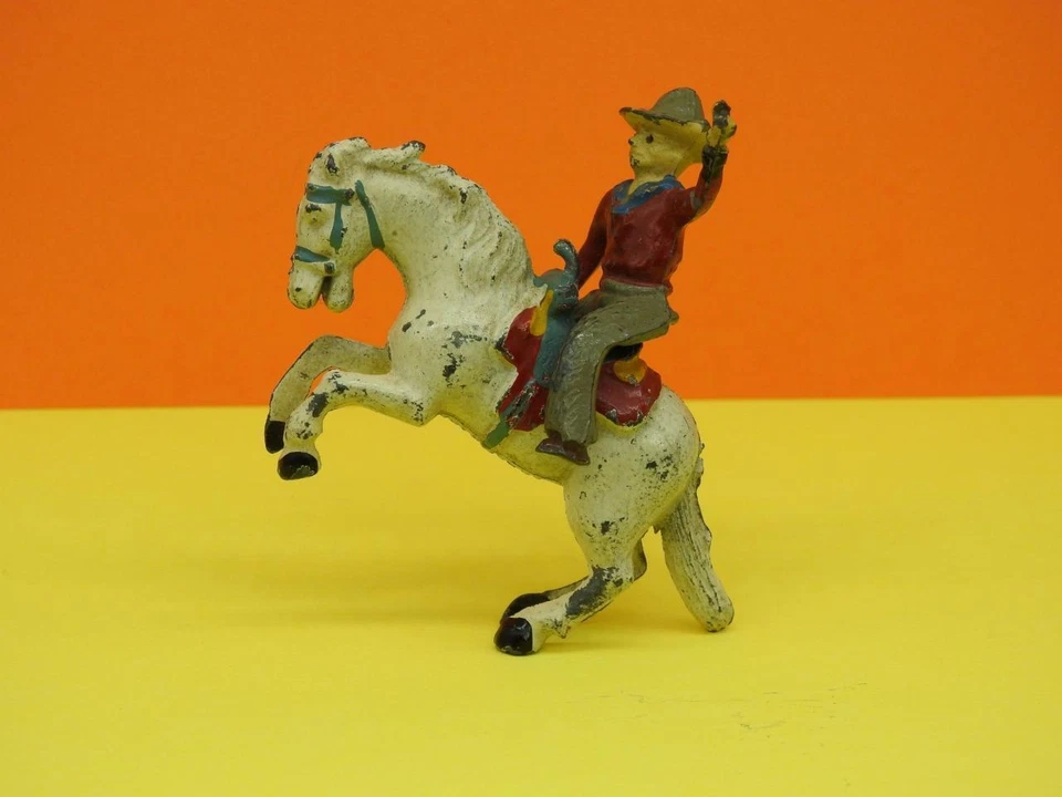 CHARBENS 1930S RARO PRE GUERRA PLOMO SALVAJE OESTE SERIE RODEO VAQUERO EN CABALLO DE CRÍA Foto 4 de 4