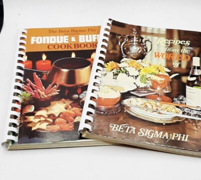 Vintage Beta Sigma Phi Cookbooks 1970's Lot Fondue & International Recipes