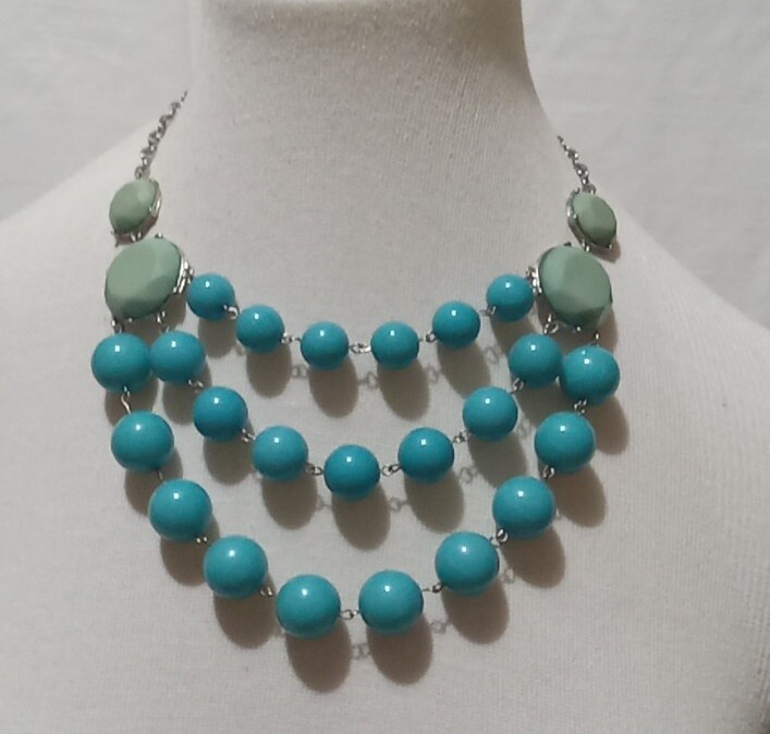 Turquoise Statement Multistrand Necklace - image 1