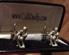 Hockey Player Cuff Links In Chrome Case