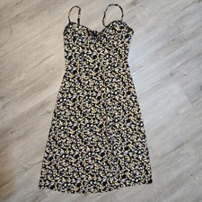 Forever 21 Women's Sexy Black Floral Sleeveless Front Slit Dress Small S NWT