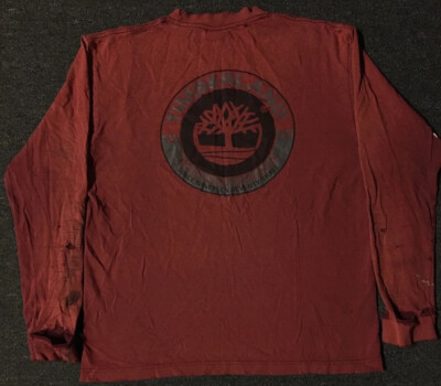 Vtg Timberland Thrashed Faded Distress Shirt S Grunge Surf Skate Biker Y2K 90s