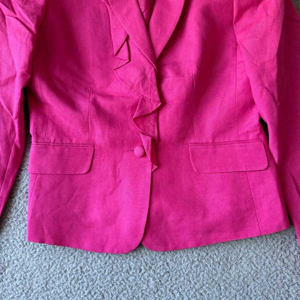 Alex Marie Jacket Womens 8 Hot Pink Blazer Linen Formal Work Office Preppy - Image 3 of 4