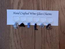EQUESTRIAN, TRIPLE CROWN" (SET #3) Set of 6 hand crafted wine glass charms
