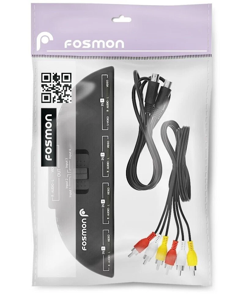 Fosmon 4 Port AV Composite RCA Selector Box Switch Splitter w/ Cable Cord Plug - Image 4 of 4