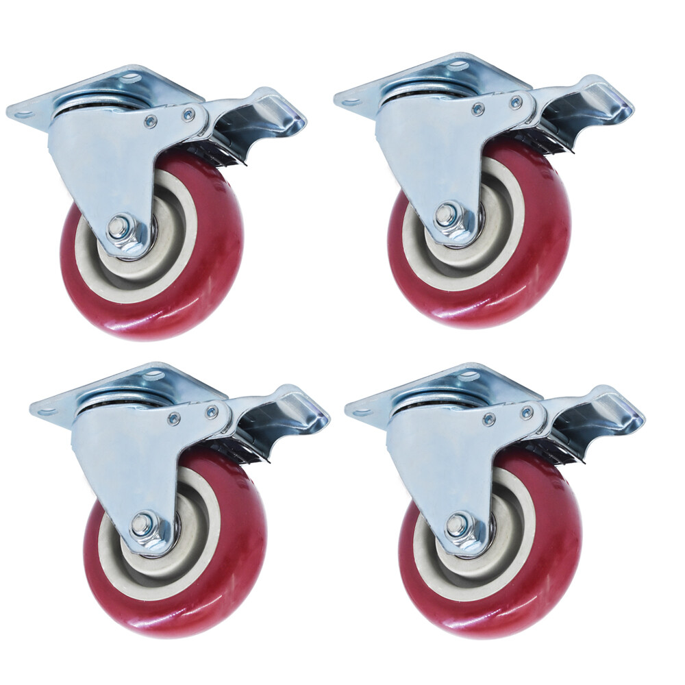 4 Piece 4 Inch Heavy Duty Caster Set Wheels Fits For All Swivel & Brake ...